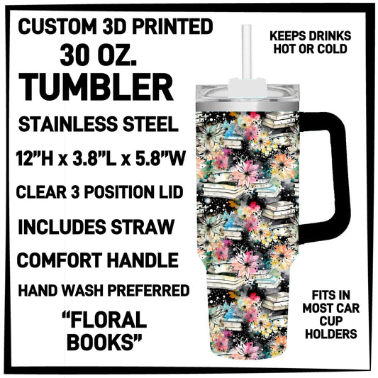 RTS - Floral Books 30oz Skinny Tumbler