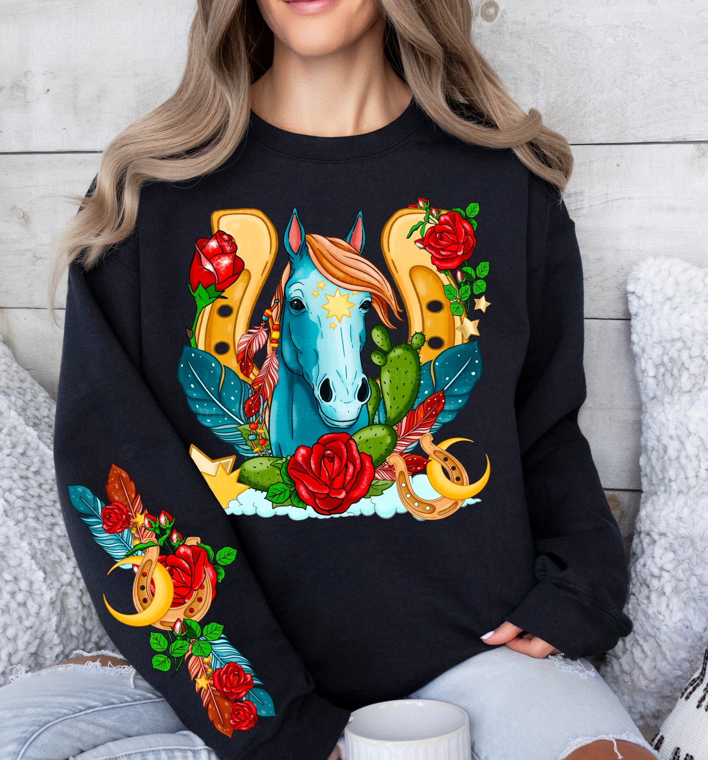 ROSE HORSE W/ SLEEVE PRINT