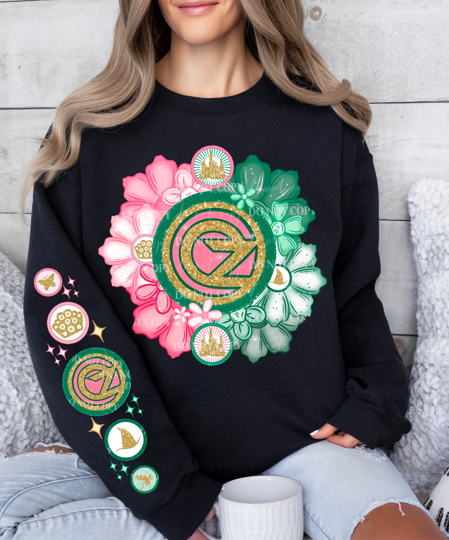 PINK & GREEN OZ SWEATSHIRT W/ SLEEVE PRINT