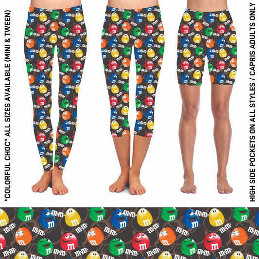 RTS - Colorful Choc Leggings with High Side Pockets