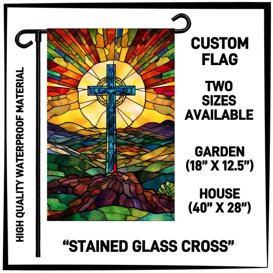 RTS - Stained Glass Cross Garden Flag
