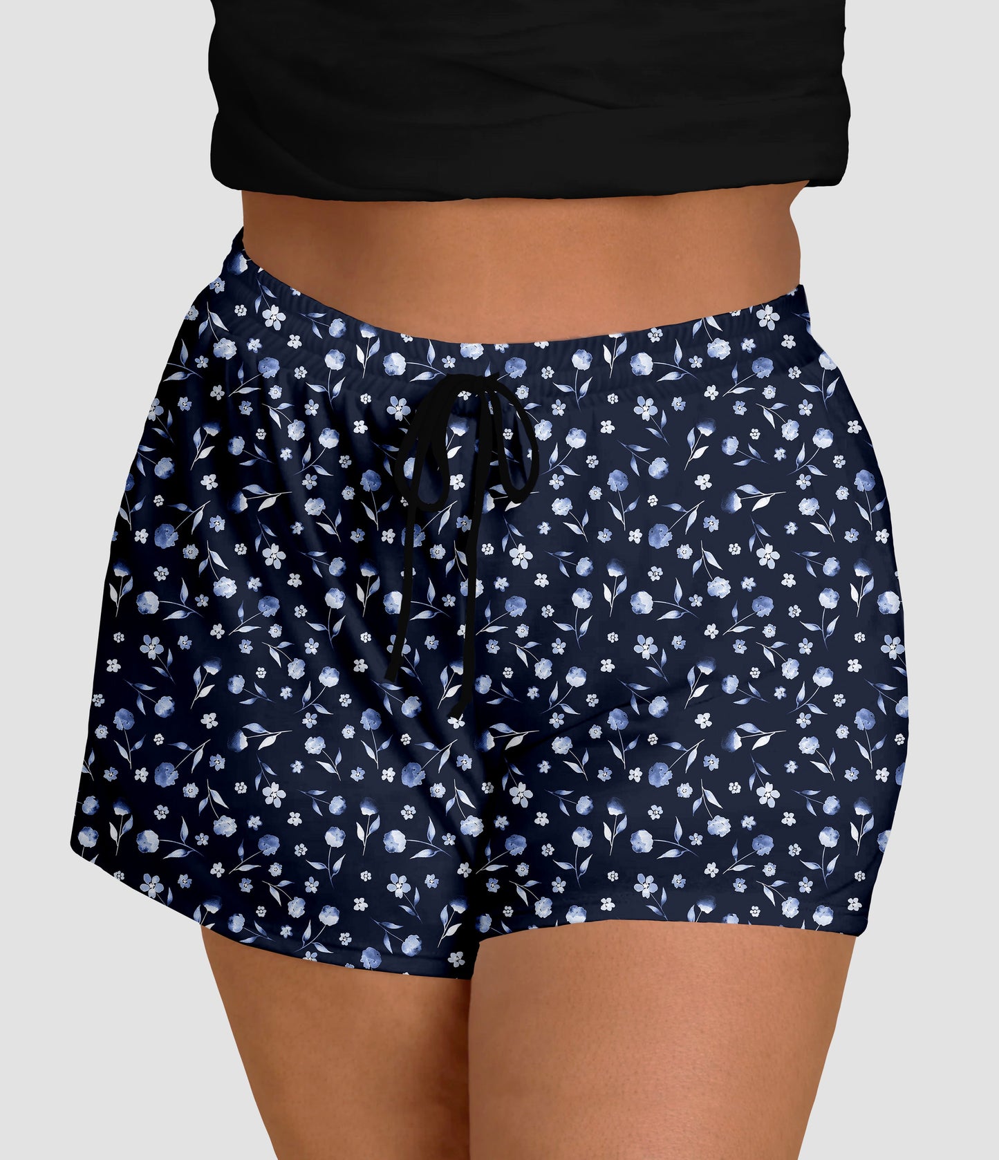 RTS - Into the Blue Floral Jogger Shorts with Pockets