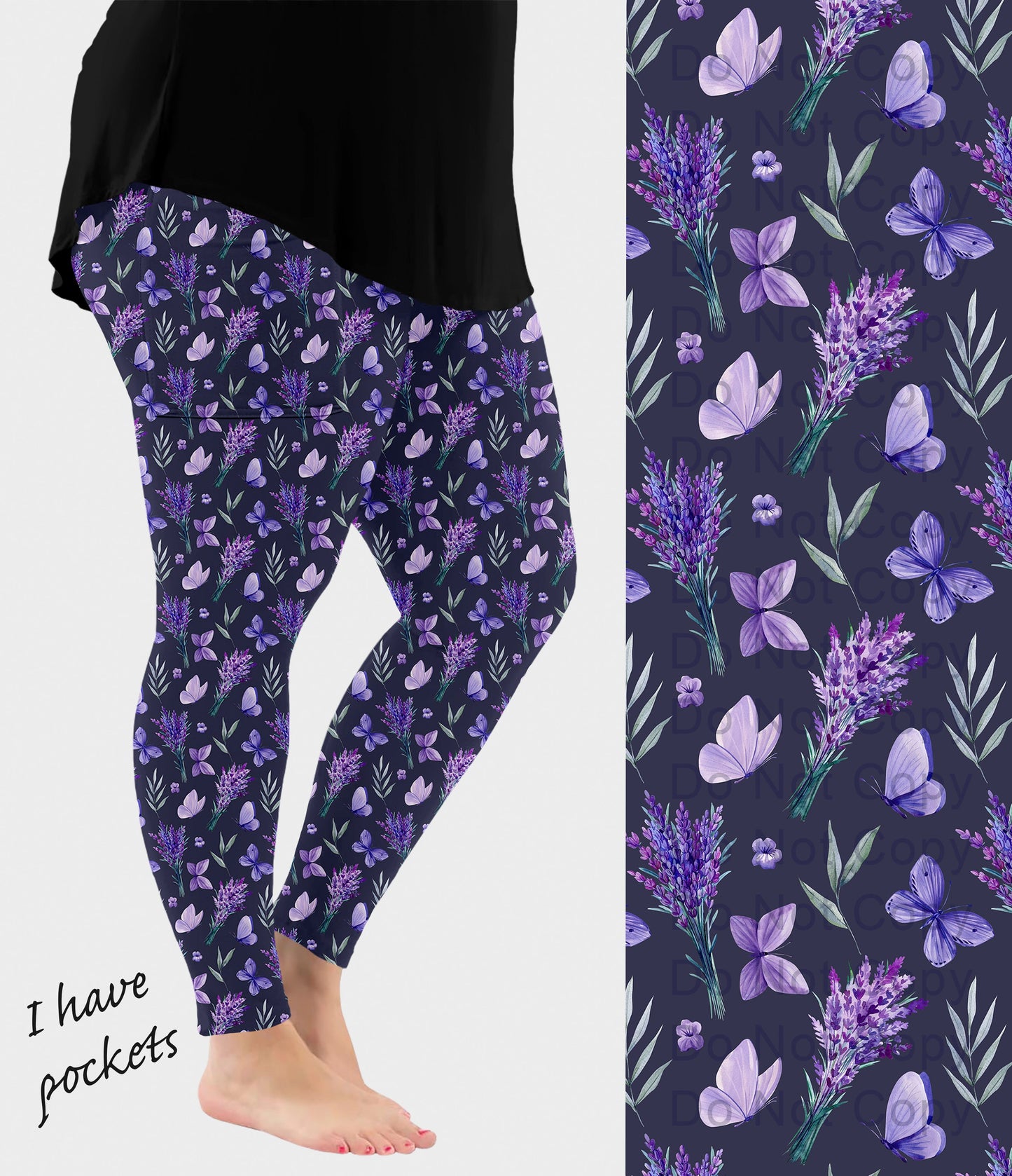 RTS - Lavender Butterflies Leggings with Pockets