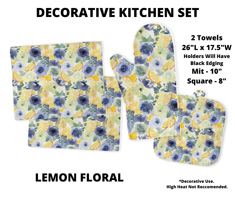 Lemon Floral Decorative Kitchen Set