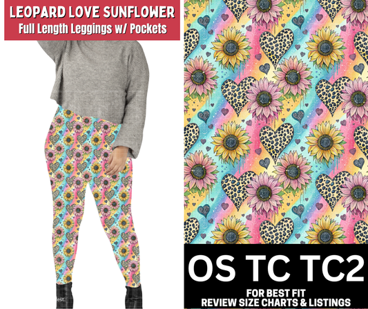 Leopard Love Sunflower Full Length Leggings w/ Pockets