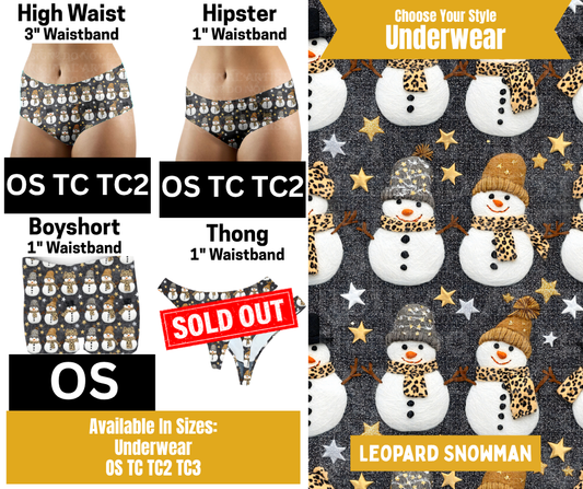 Leopard Snowmen Hipster, Boyshort Underwear