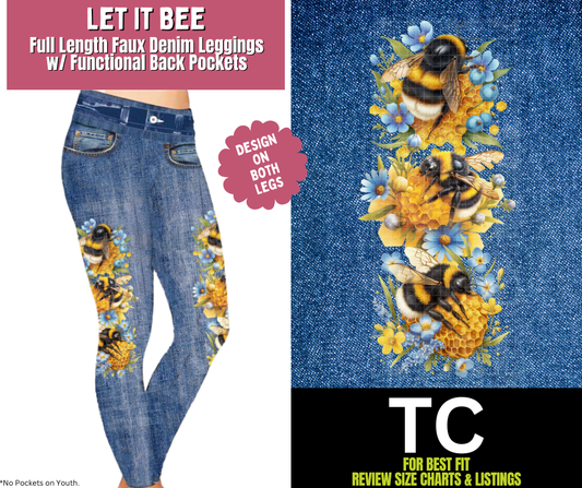 Let It Bee Full Length Faux Denim w/ Side Leg Designs