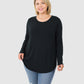 RTS - Long Sleeve Round Neck Top - Black