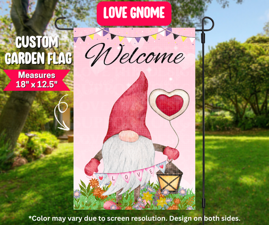Love Gnome Garden Flag