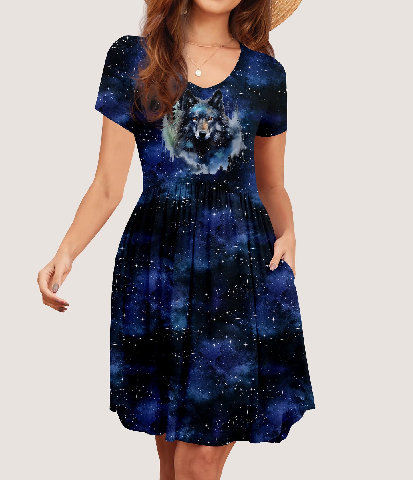 RTS - Majestic Wolf Pocket Dress