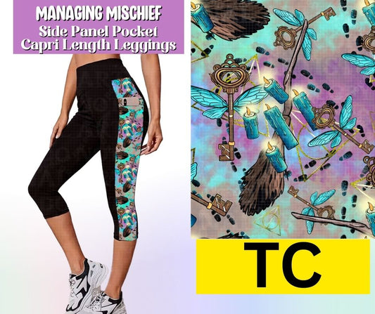 Managing Mischief Side Panel Pocket Capri Length Leggings