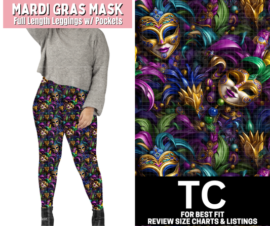 Mardi Gras Mask Full Length Leggings w/ Pockets