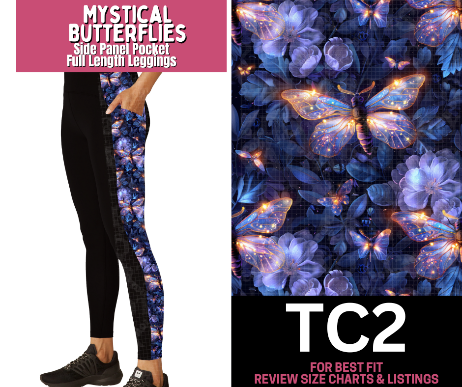 Mystical Butterflies Side Panel Pocket Full Length Leggings