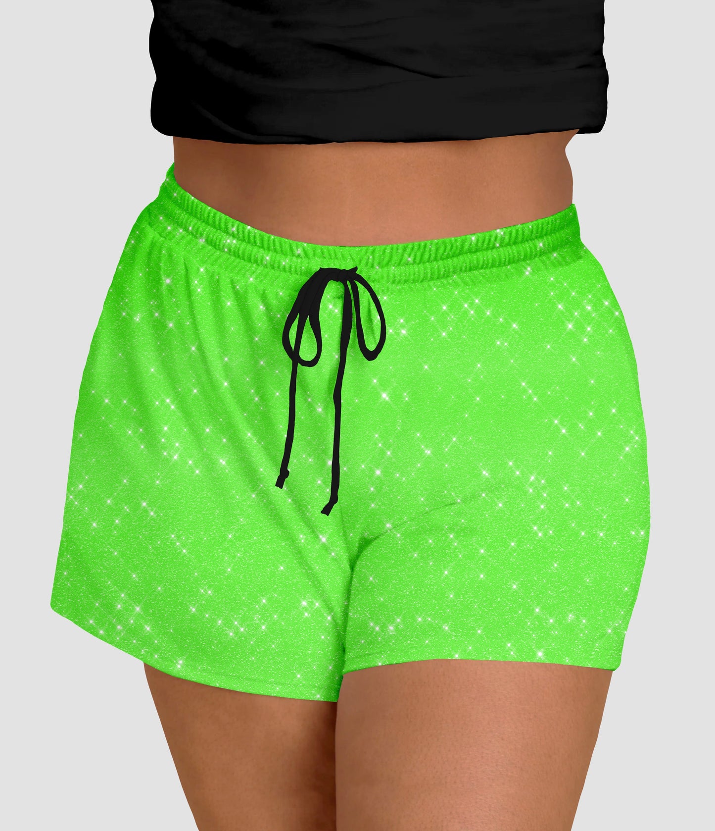 RTS - Neon Green Sparkle Jogger Shorts