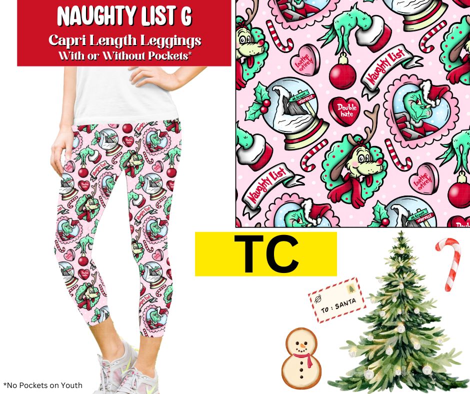 Naughty List G Capri Length Leggings w/ Pockets