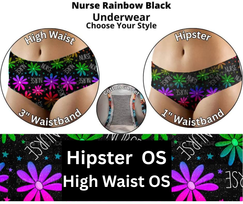 Nurse Rainbow Black Waist Underwear