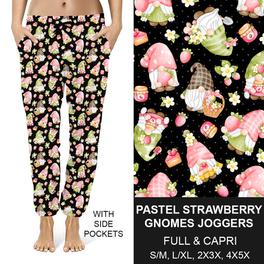 RTS - Pastel Strawberry Gnomes Capri Joggers