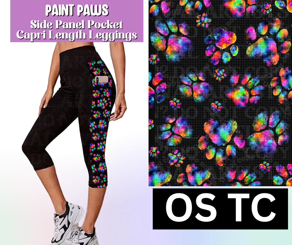 Paint Paws Side Panel Pocket Capri Length Leggings