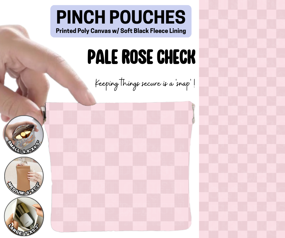Pale Rose Check Pinch Pouches
