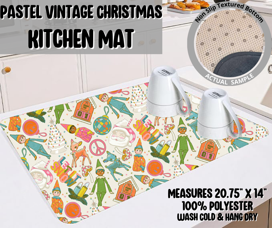 Pastel Vintage Christmas Kitchen Mat