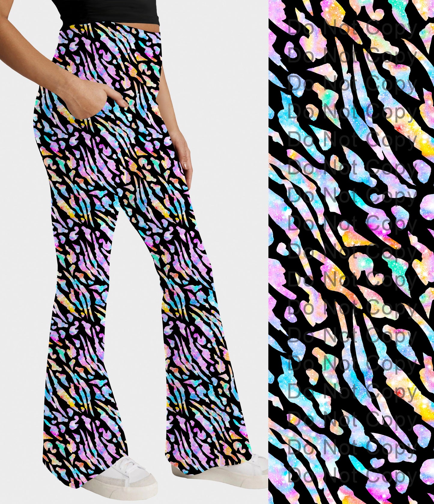 RTS - Pastel Animal Print Flare Leggings w/ Pockets