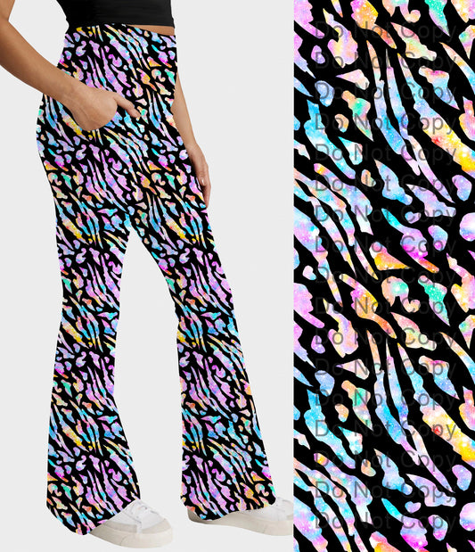 RTS - Pastel Animal Print Flare Leggings w/ Pockets