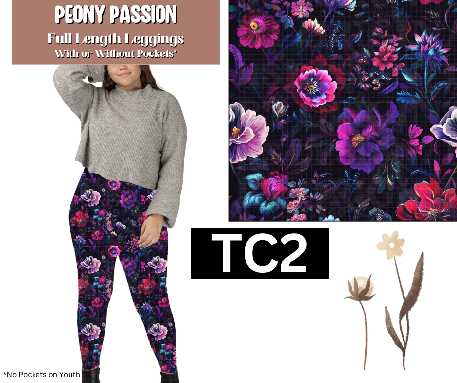 Peony Passion Full Length Leggings w/ Pockets