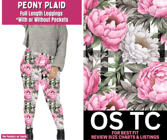 Peony Plaid Full Length Leggings w/ Pockets