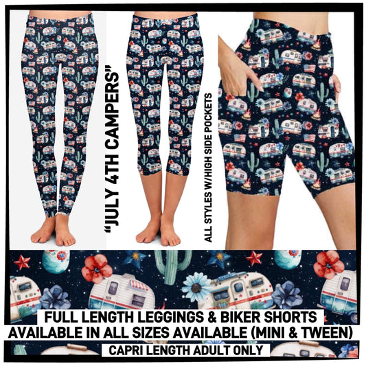 RTS - July 4th Campers Leggings with High Side Pockets