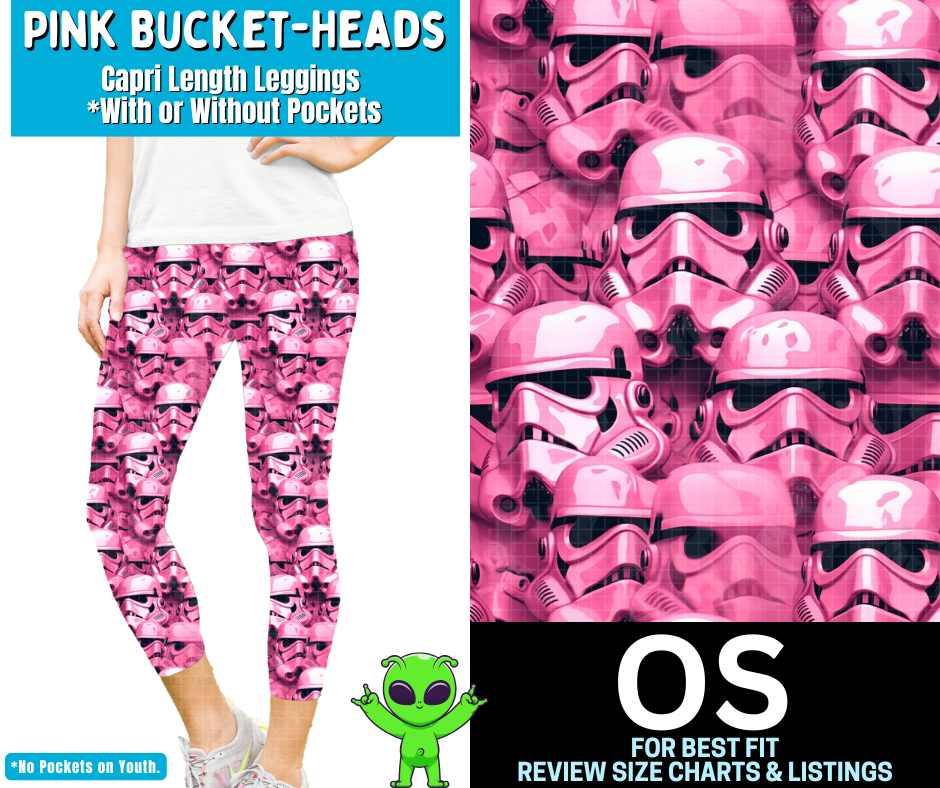 Pink Bucket-Heads Capri Length Leggings w/ Pockets