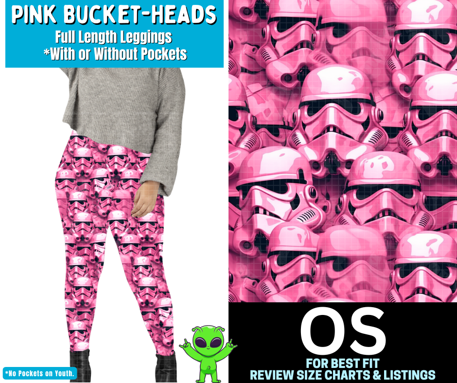 Pink Bucket-Heads Full Length Leggings w/ Pockets