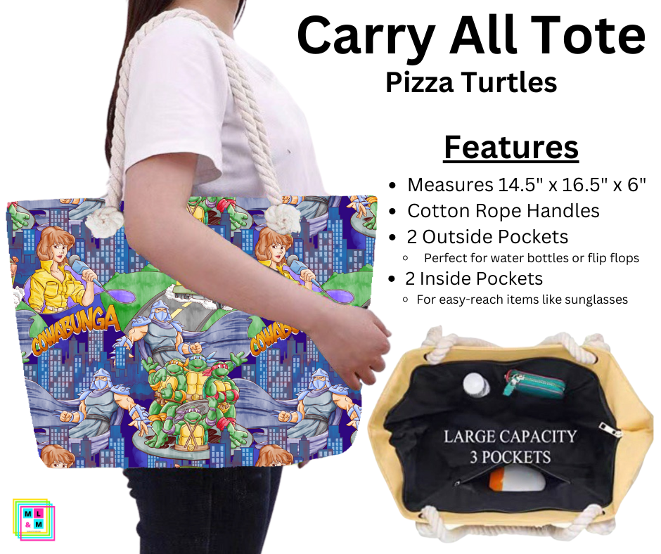 Pizza Turtles Carry All Tote w/ Zipper