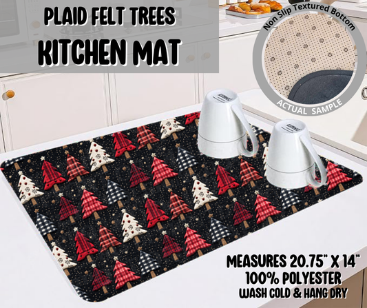 Plaid Felt Trees Kitchen Mat
