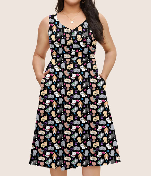 RTS - Playful Kittens Pocket Dress