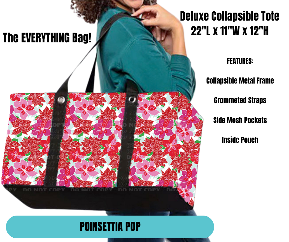 Poinsettia Pop Collapsible Tote