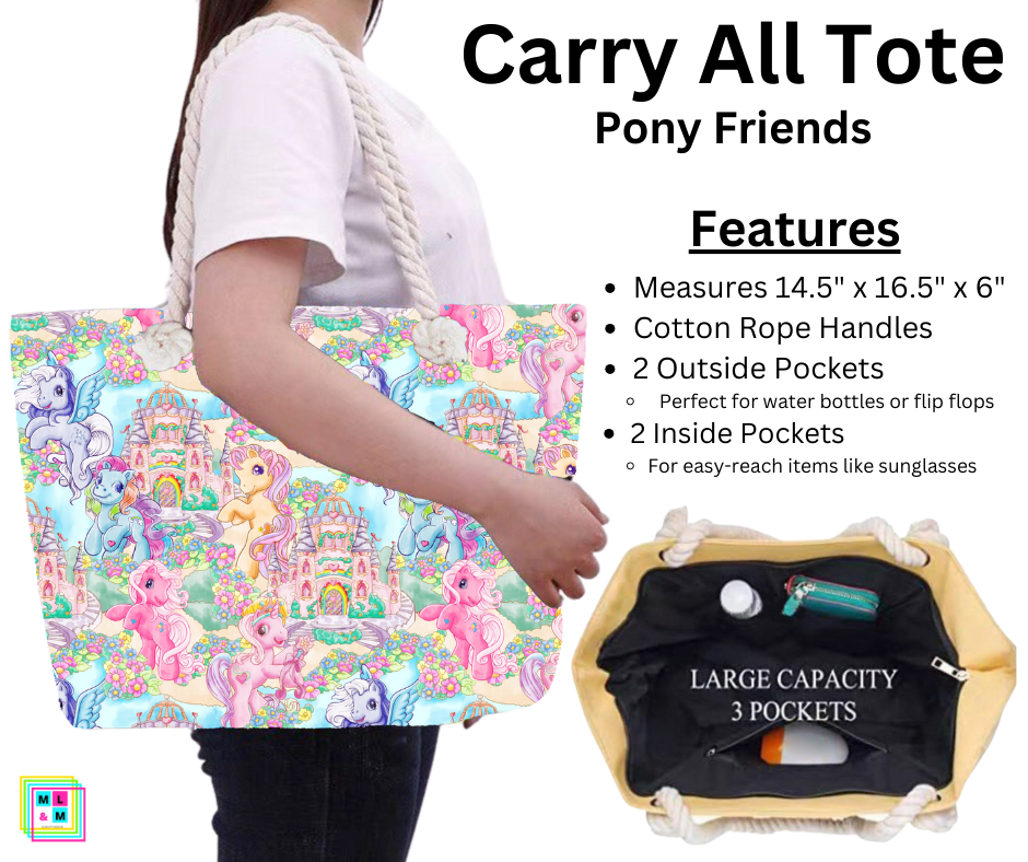 Pony Friends Carry All Tote w/ Zipper