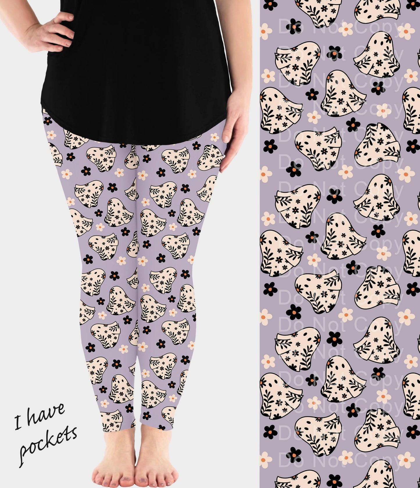 RTS - Pretty Ghosts Leggings w/ Pockets