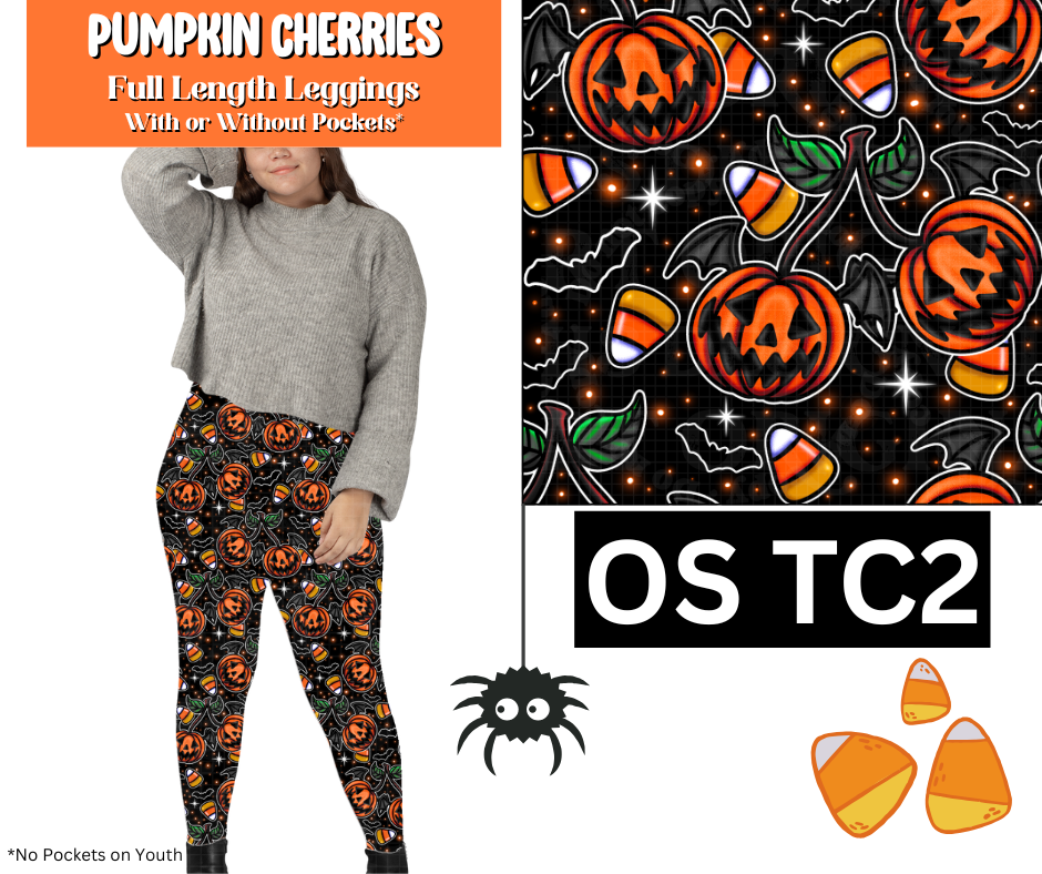 Pumpkin Cherries Full Length Leggings w/ Pockets
