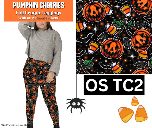 Pumpkin Cherries Full Length Leggings w/ Pockets