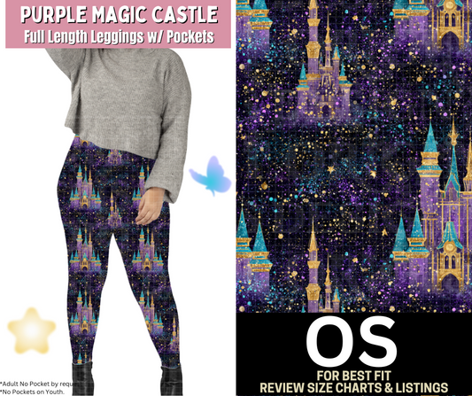 Purple Magic Castle Full Length Leggings w/ Pockets