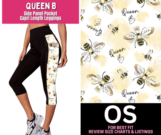 Queen B Side Panel Pocket Capri Length Leggings