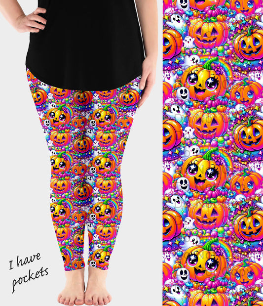 RTS - Rainbow Pumpkins Leggings w/ Pockets