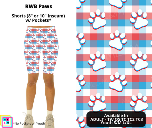 RWB Paws 8" Inseam Shorts