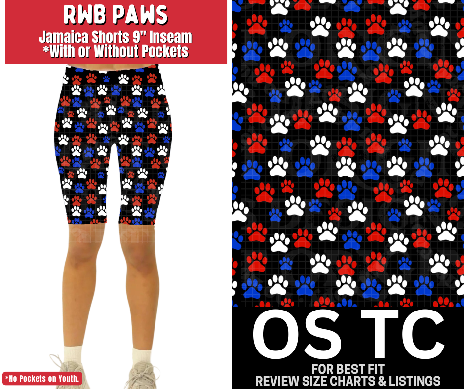 RWB Paws Jamaica Shorts w/ Pockets