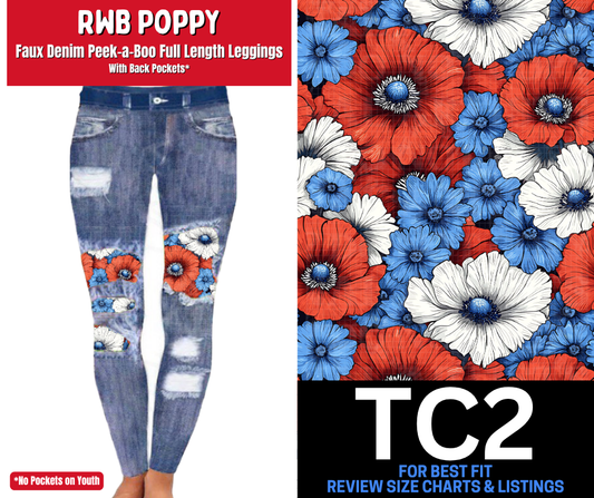 RWB Poppy Faux Denim Full Length Peekaboo Leggings