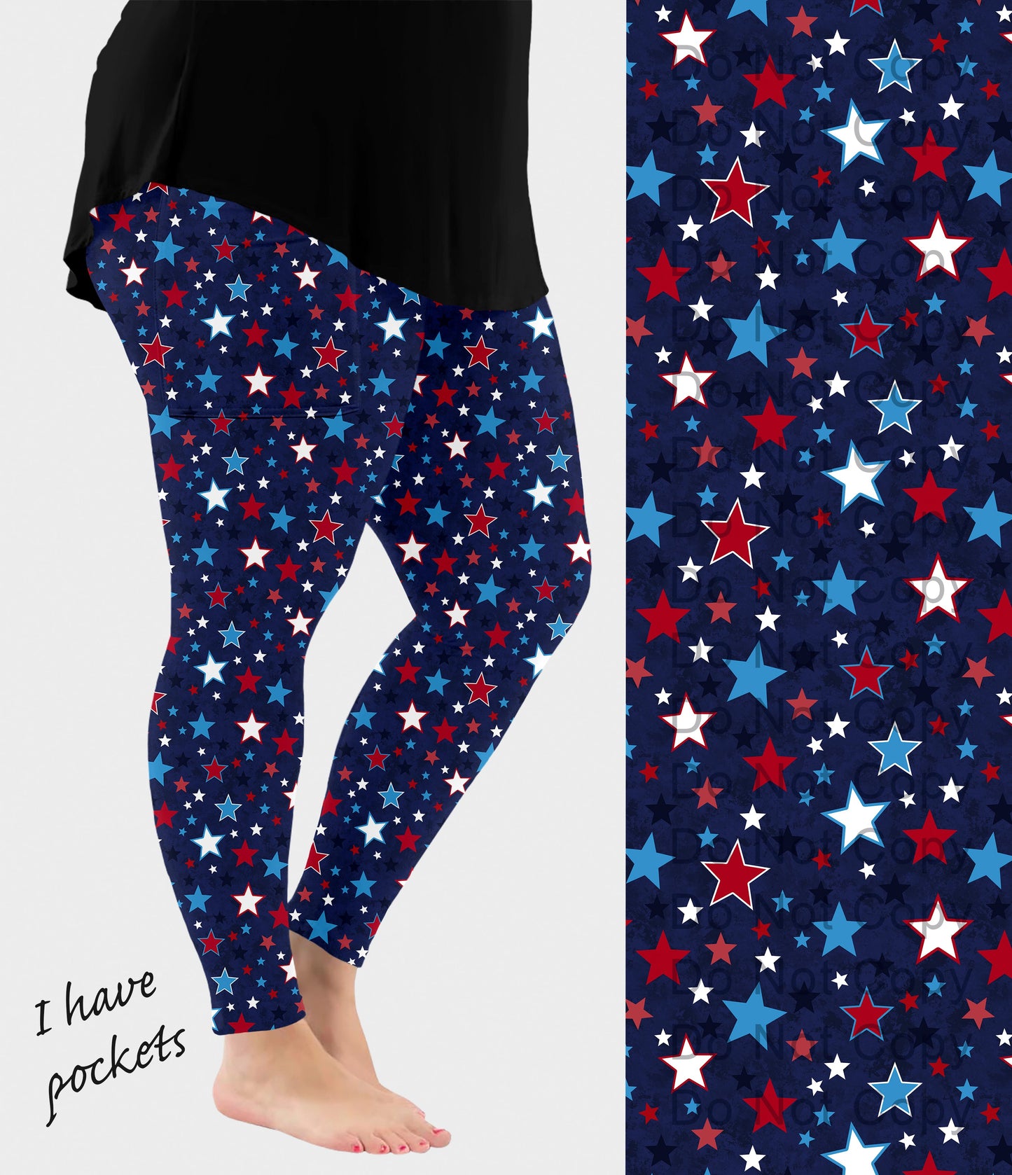 RTS - RWB Stars Leggings w/ Pockets