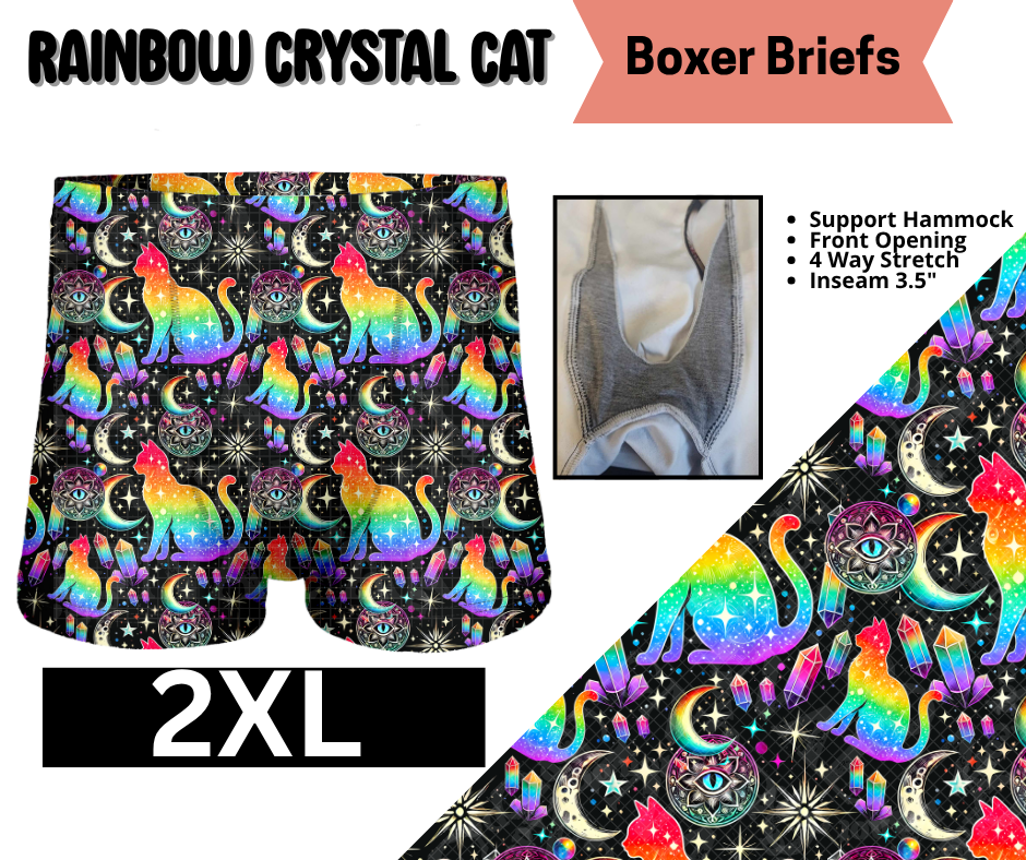 Rainbow Crystal Cat Boxer Briefs