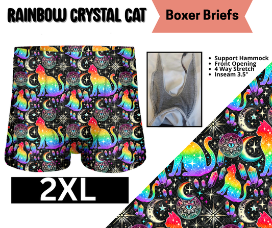 Rainbow Crystal Cat Boxer Briefs