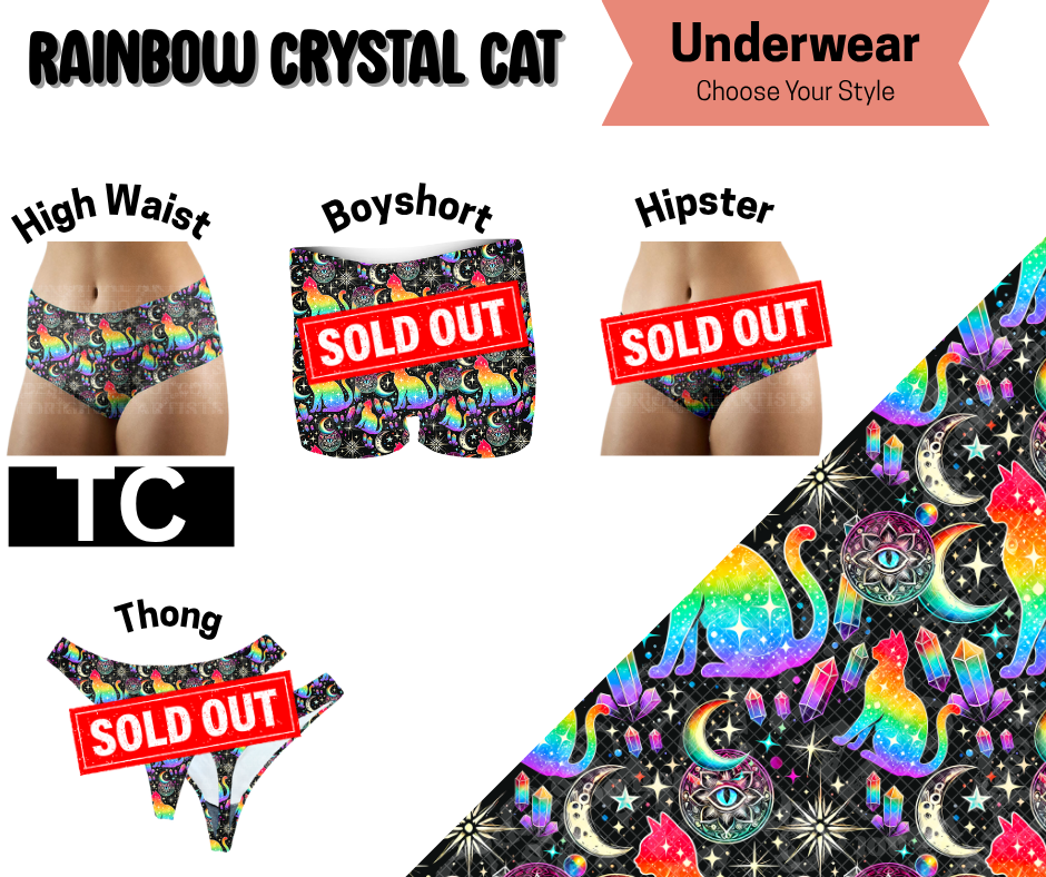 Rainbow Crystal Cat High Waist Underwear