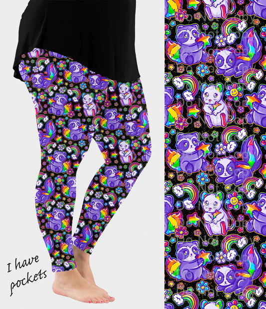 RTS - Rainbow Critters Leggings w/ Pockets